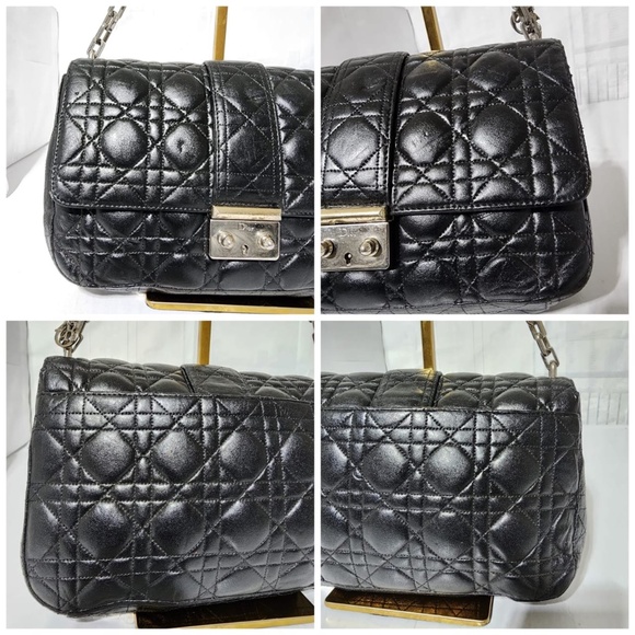Authentic CHRISTIAN DIOR Lambskin Cannage Medium Miss Dior Flap Shoulder Bag Bla - Picture 7 of 16